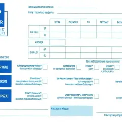Formularz badania wzroku z polem "ADDYCJA", które określa, co to jest dodatek do korekcji widzenia.