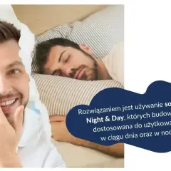 Mężczyzna zakłada soczewkę, a obok śpi. Czy można spać w soczewkach? Tak, z Night & Day.