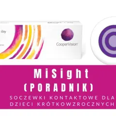 Opakowanie soczewek MiSight 1 day, które pomagają w leczeniu krótkowzroczności u dzieci.