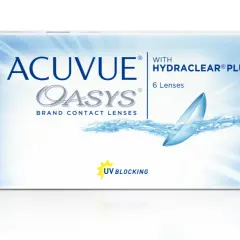 Opakowanie soczewek kontaktowych ACUVUE OASYS z technologią HYDRACLEAR PLUS. Sześć soczewek sferycznych z filtrem UV.