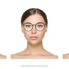 Trzy kobiety prezentują różne modele okularów dla okrągłej twarzy: geometryczne, okrągłe i metalowe.