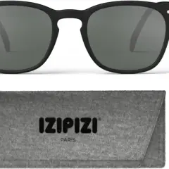 Czarne okulary przeciwsłoneczne IZIPIZI, kategoria 3, z szarym etui. Idealne na słoneczne dni.