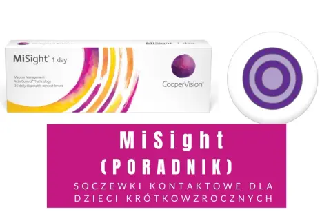 Opakowanie soczewek MiSight 1 day, które pomagają w leczeniu krótkowzroczności u dzieci.