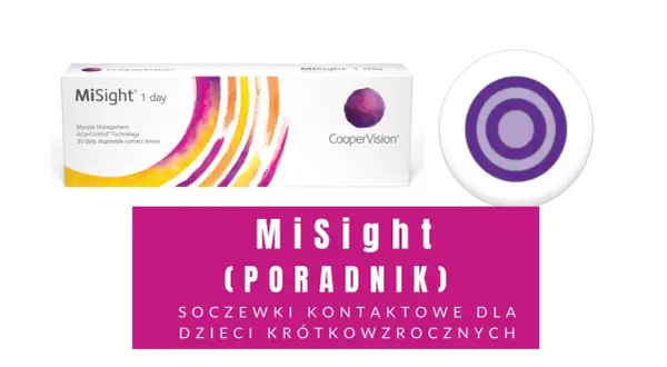 Opakowanie soczewek MiSight 1 day, które pomagają w leczeniu krótkowzroczności u dzieci.