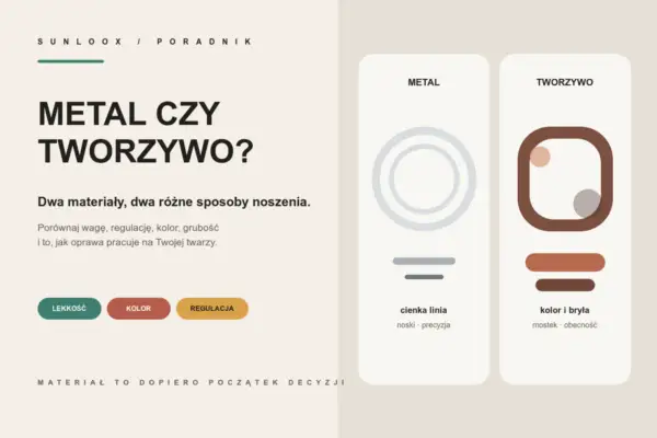 Porównanie okularów: metalowa część oprawy vs. tworzywo. Wybierz idealny materiał dla siebie.