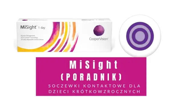 Opakowanie soczewek MiSight 1 day, które pomagają w leczeniu krótkowzroczności u dzieci.